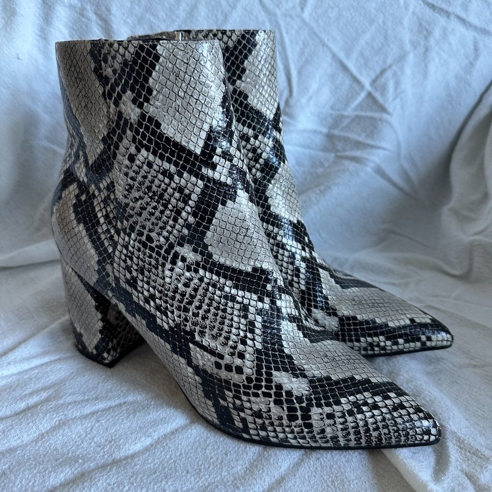Marc Fisher Python Jelly Block Heel Booties, Size… - image 4